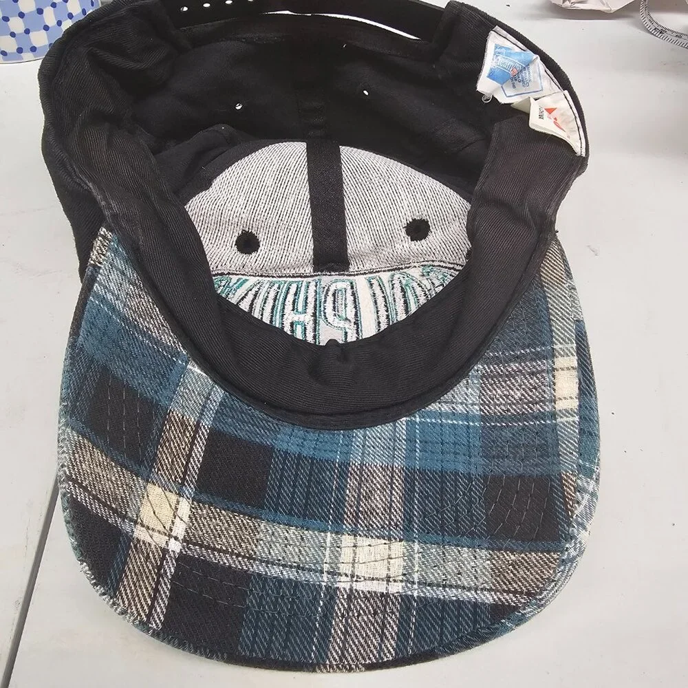 Miami Dolphins black/aqua snapback‎ hat plaid brim Youth